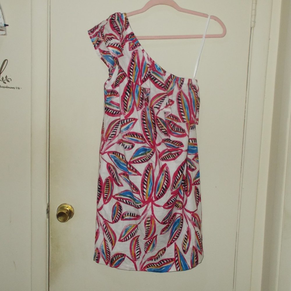 J. Crew Factory Linen Blend 1 Shoulder Dress Small